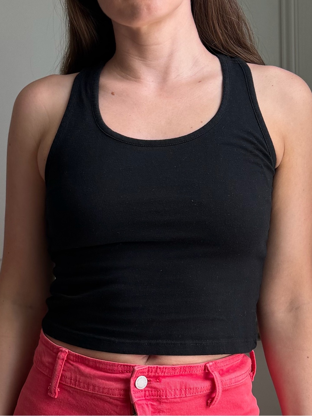 Black Racerback Cotton Crop Top